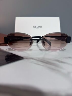 Celine Brown Gradient Round Sunglasses with Black Temples